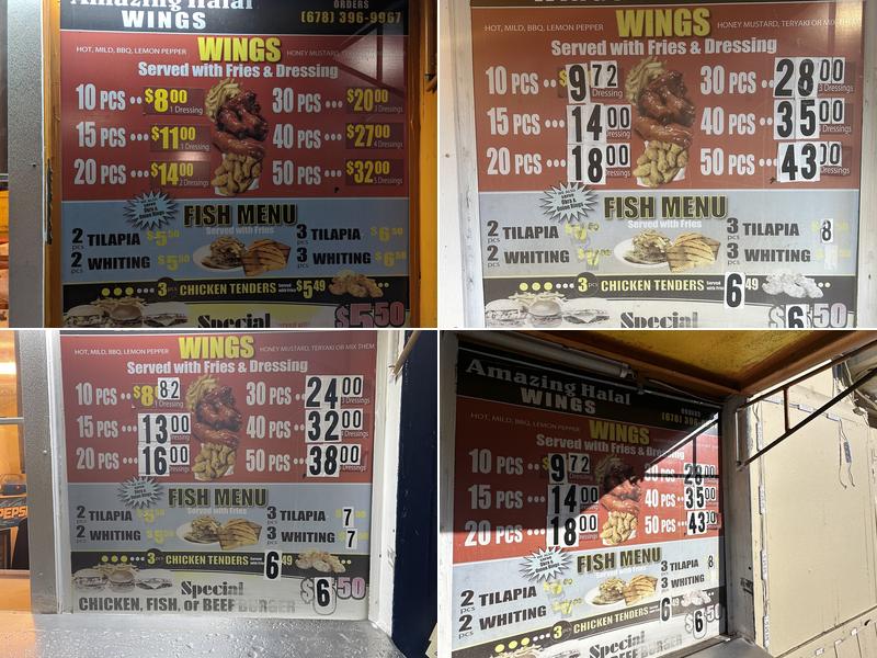 Amazing Halal Wings and Fish Menu