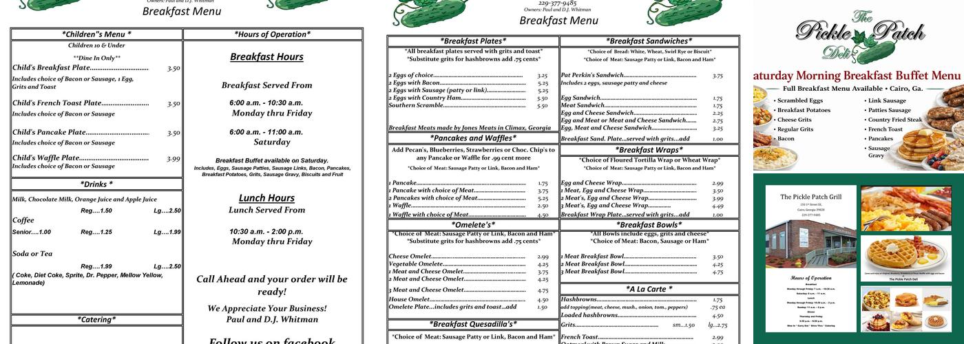 Pickle Patch Deli Menu