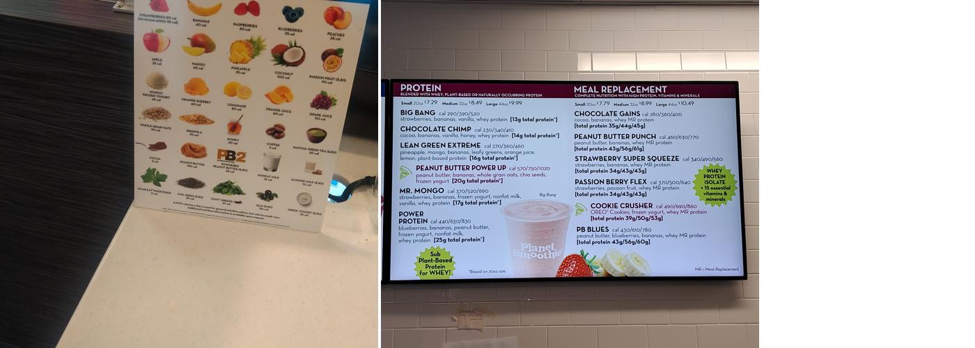 Planet Smoothie Menu