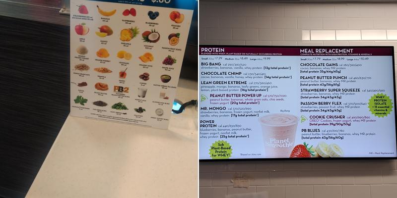 Planet Smoothie Menu