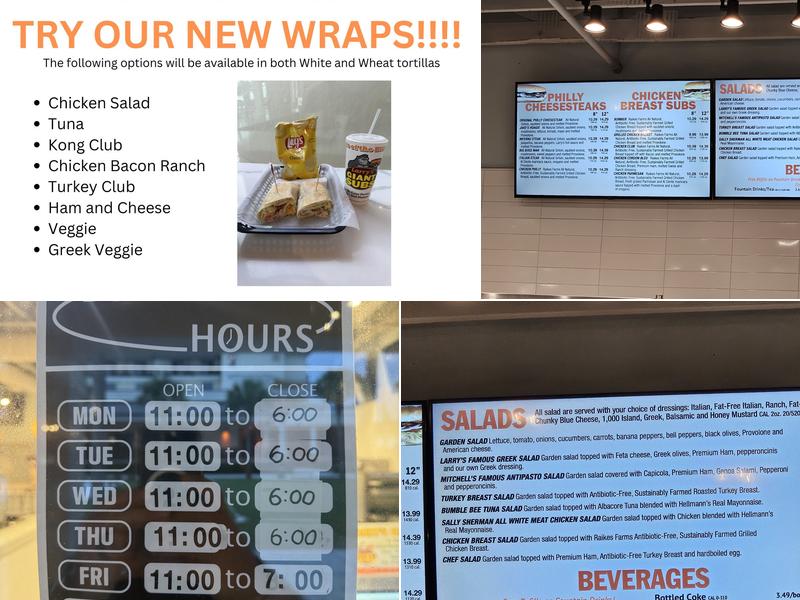 Larry's Giant Subs Menu