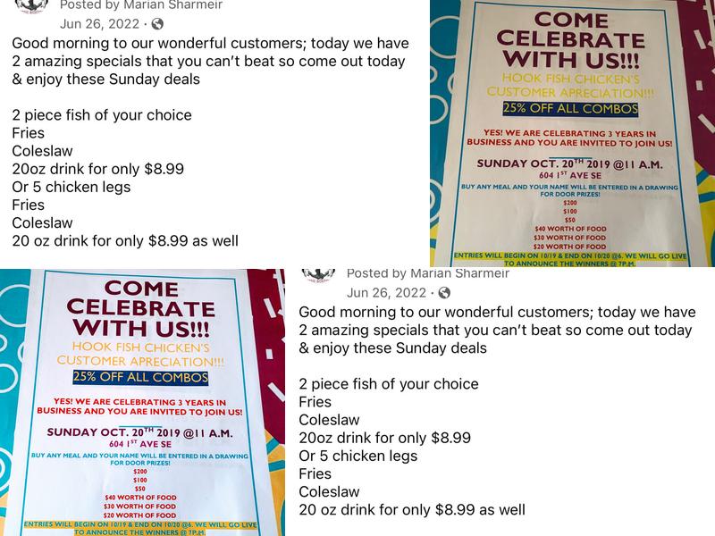 Hook Fish And Chicken Menu