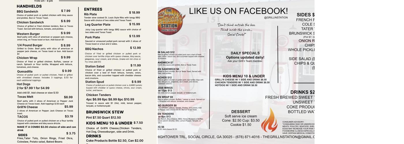 Grill'n Station Menu