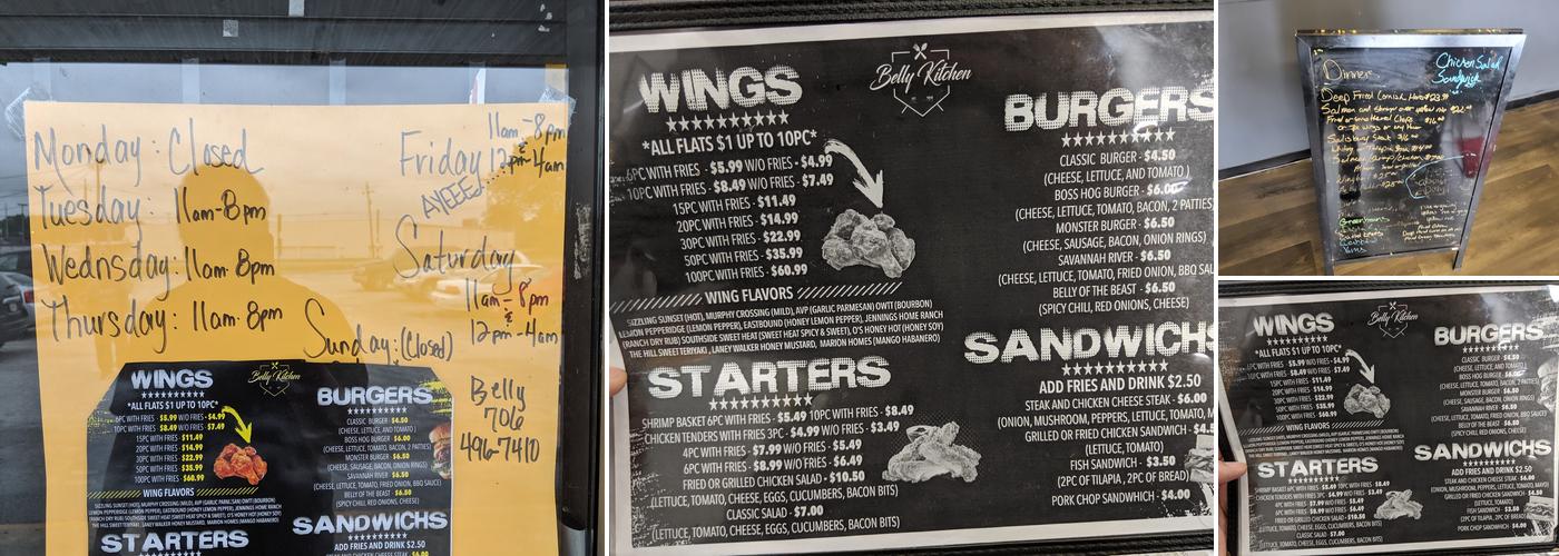 Belly Kitchen Menu
