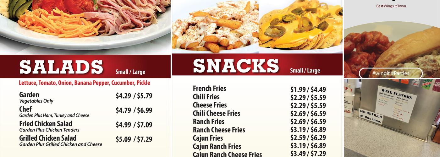 Wing It Menu