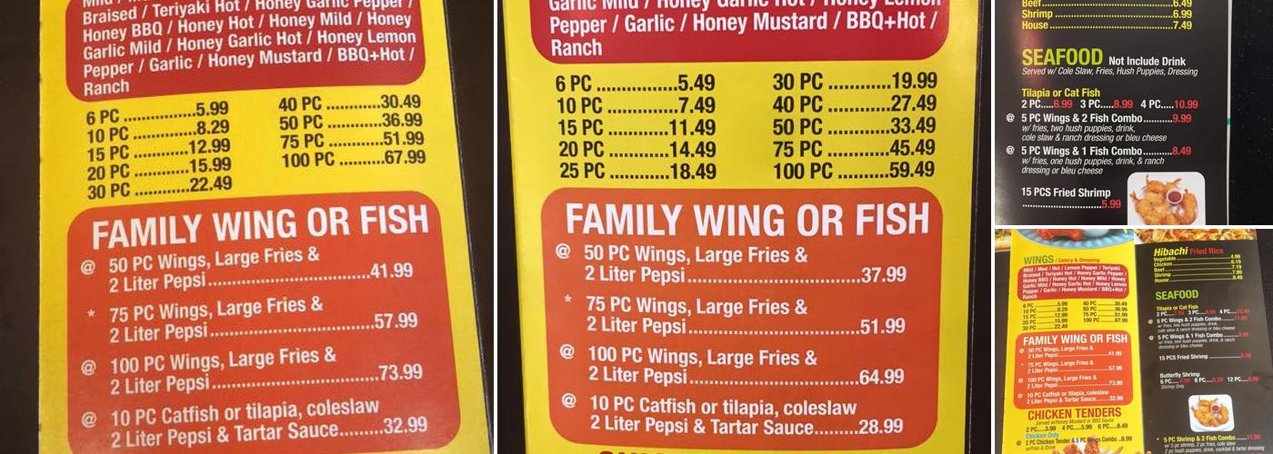 Mr Chen wings Menu