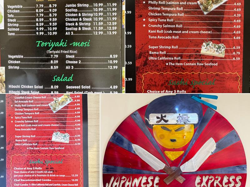 Japanese express Menu