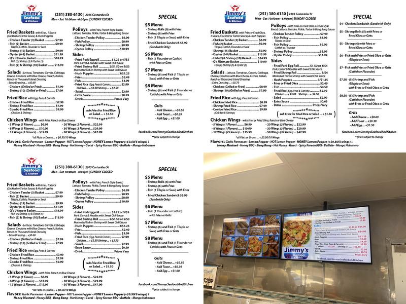 Jimmy's Seafood And Kitchen Menu