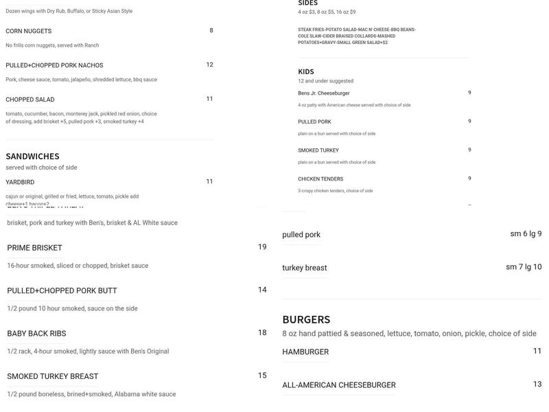 Original Ben's Jr. Menu