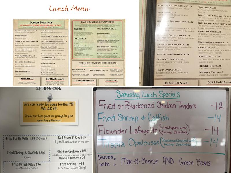 Café Acadiana Menu