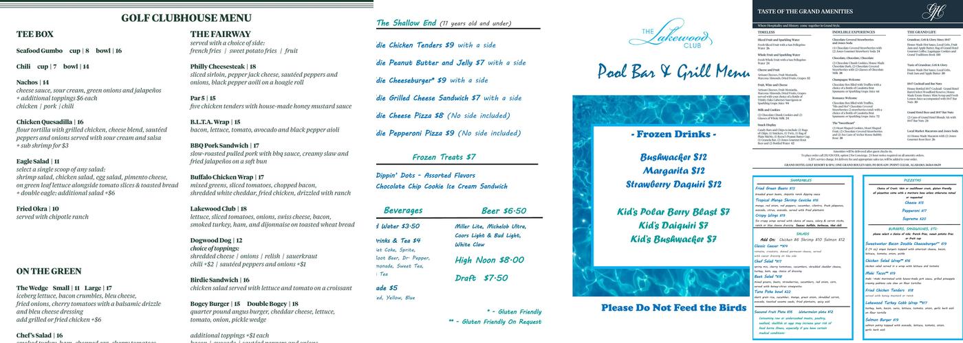 Bayside Grill Menu