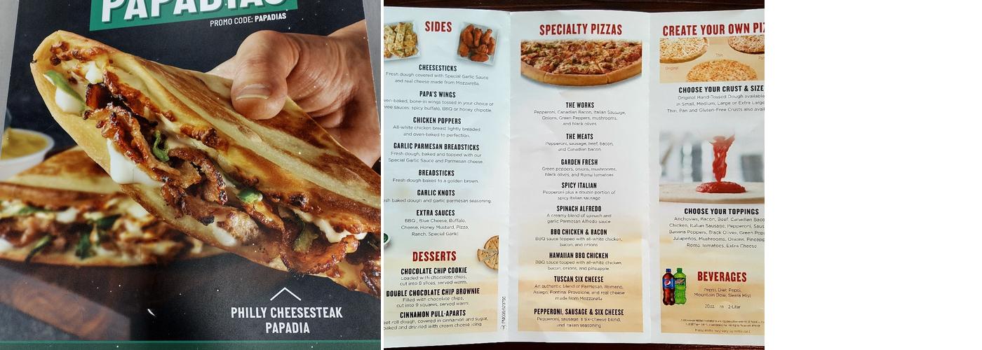 Papa Johns Pizza Menu