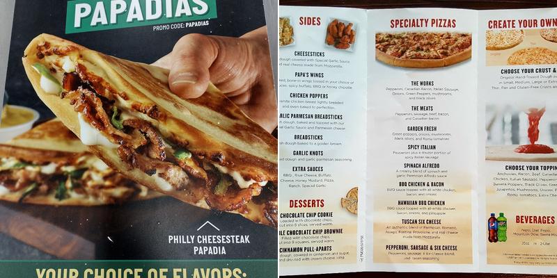 Papa Johns Pizza Menu