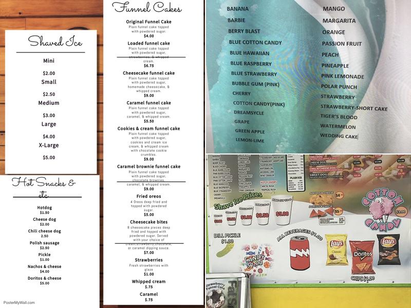 Arctic Rush Shaved Ice Menu