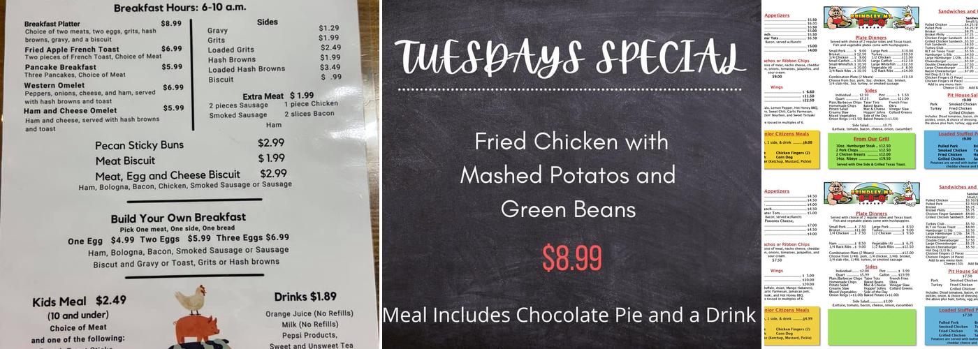 Brindley Mountain BBQ Menu