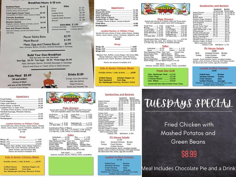 Brindley Mountain BBQ Menu