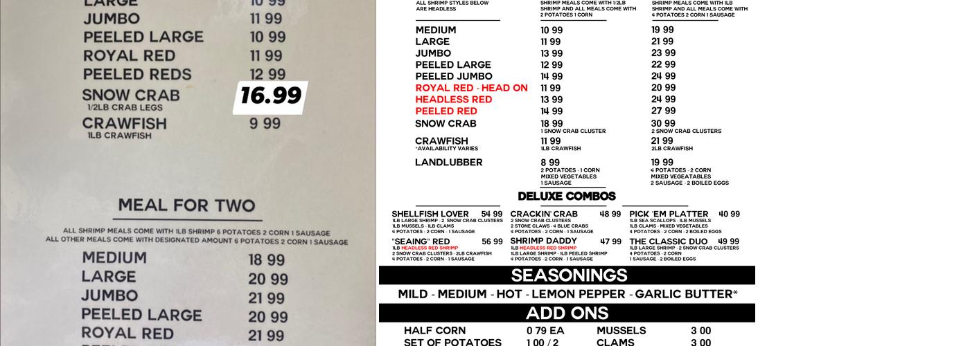 Shrimp on the Go! Seafood Market Menu