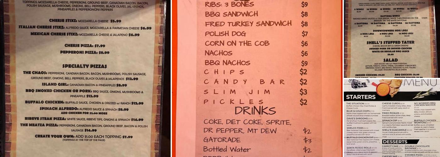 Shell’s Downtown Menu