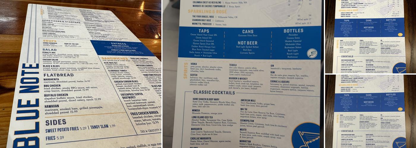 The Blue Note Menu