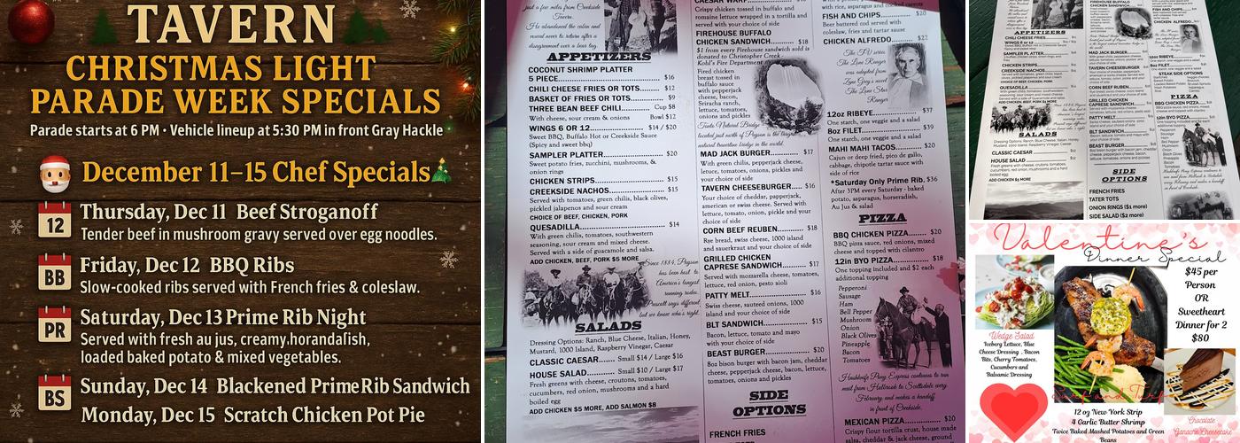 Creekside Tavern Menu