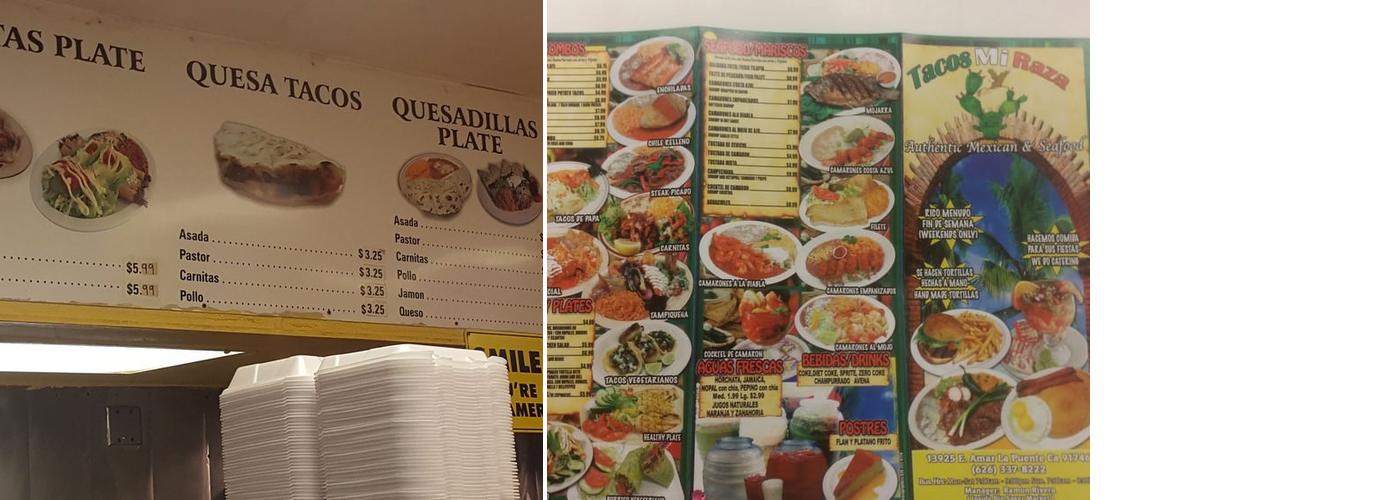 Tacos Mi Raza Menu