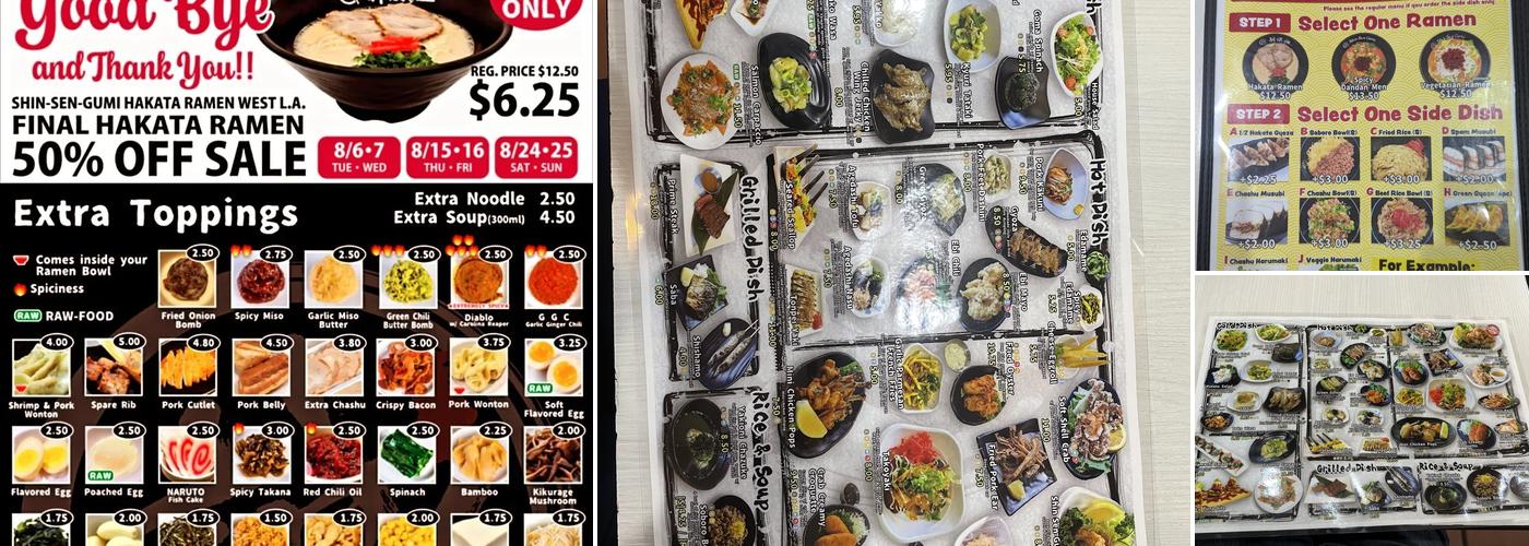 Shin-Sen-Gumi Yakitori West L.A. Menu