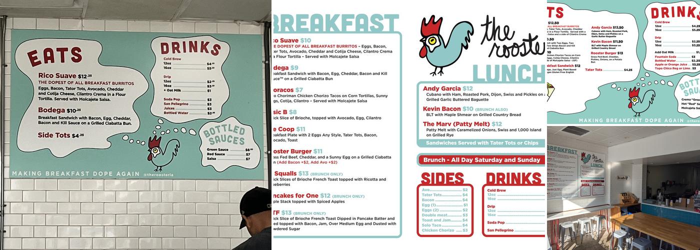 The Rooster Menu