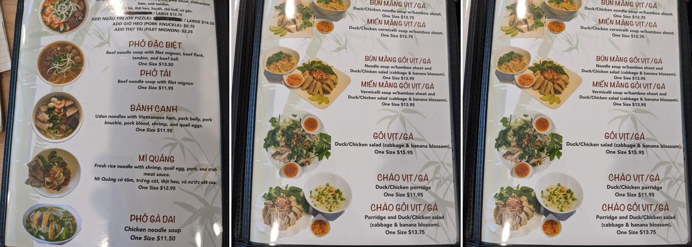 Bun Bo Hue An Nam 3 Menu
