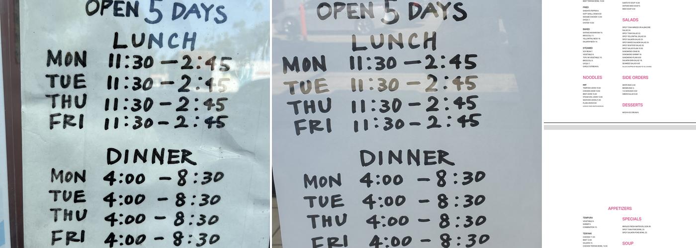 Crazy Fish Menu