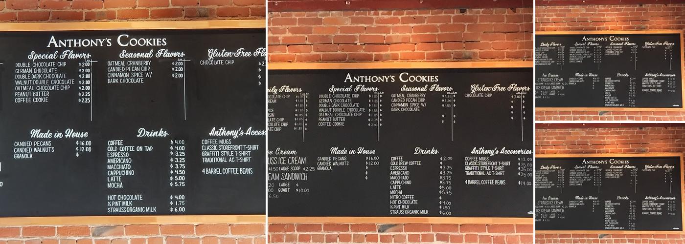 Anthony's Cookies - Berkeley Menu