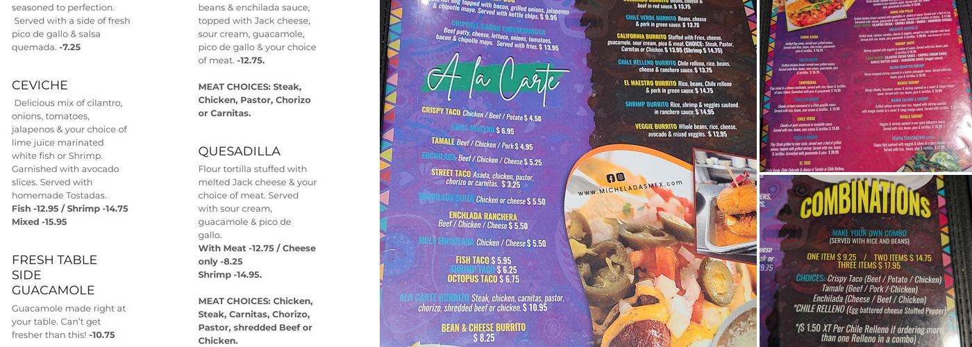 Micheladas Mex Grill Menu