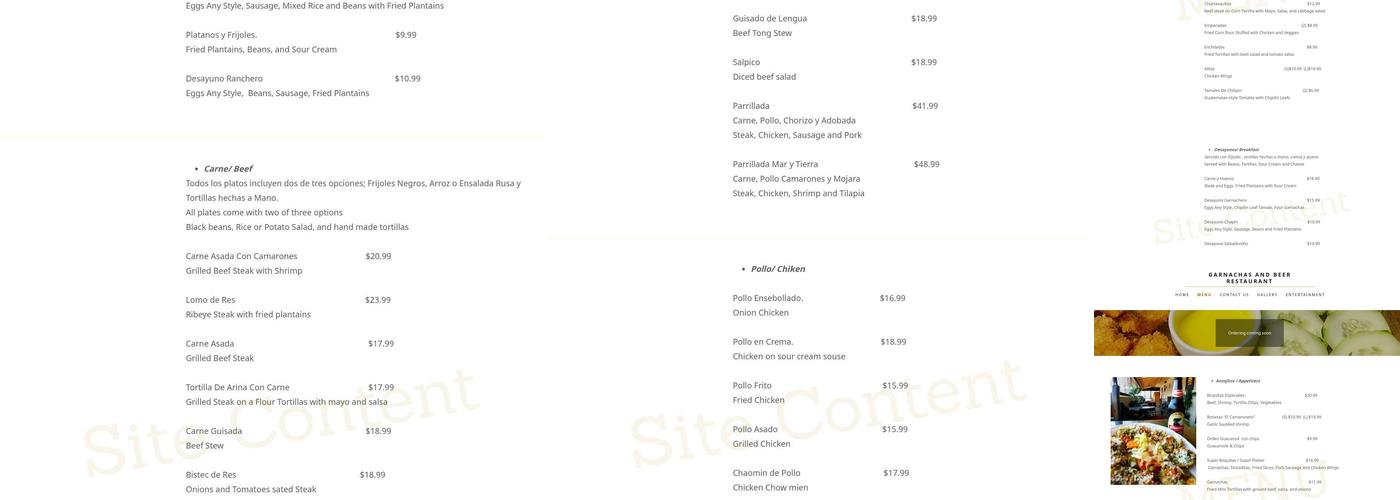 Garnachas & Beer Menu