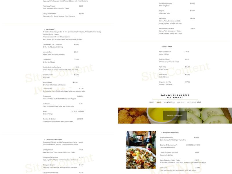 Garnachas & Beer Menu