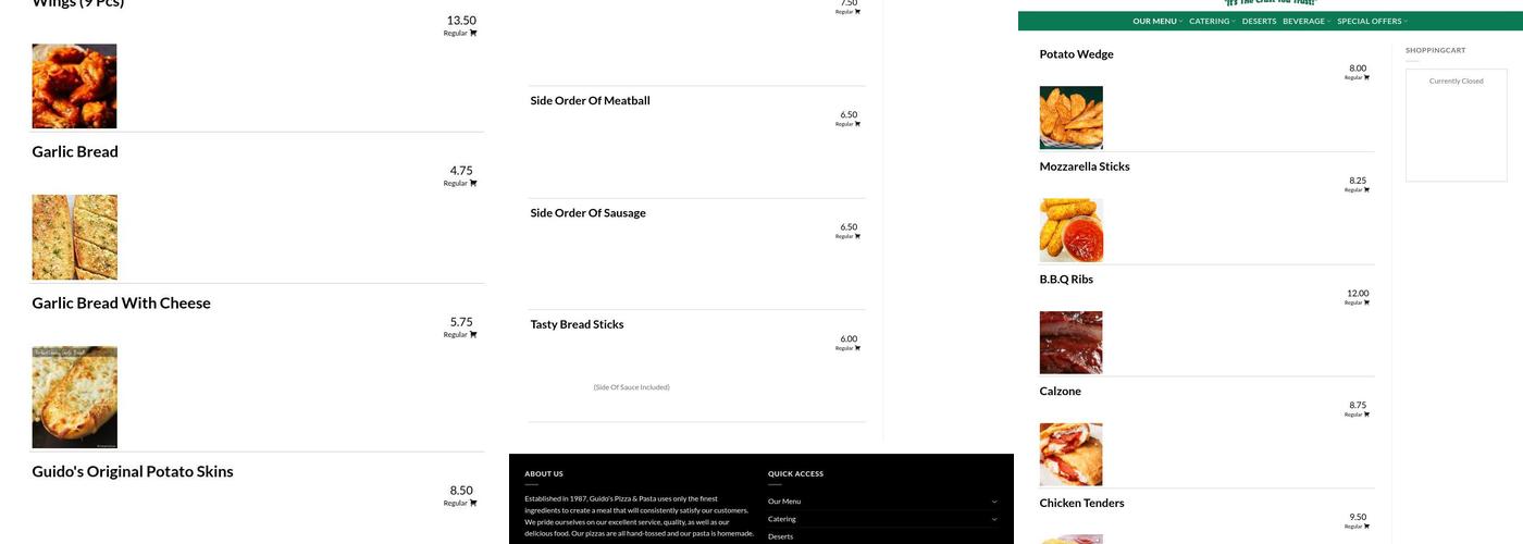 Guido's Pizza & pasta Menu