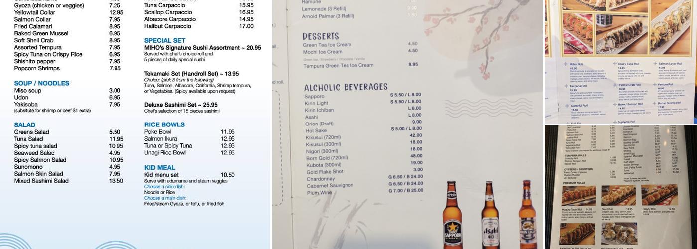 Miho Sushi Menu