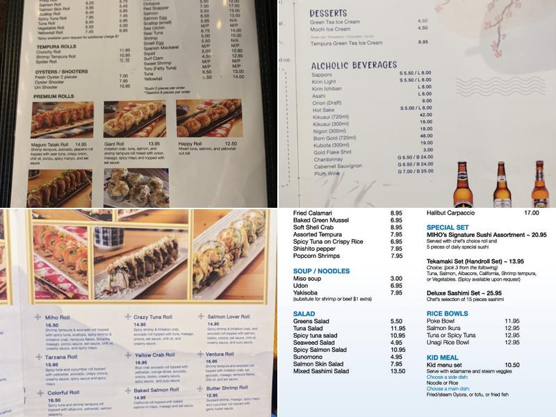 Miho Sushi Menu
