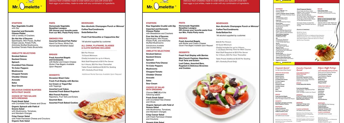 Mr. Omelette Caterers Menu