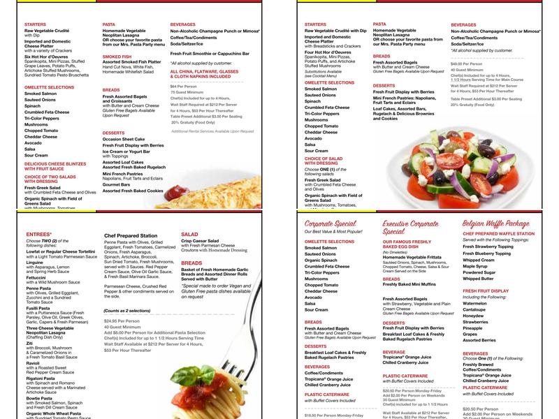 Mr. Omelette Caterers Menu