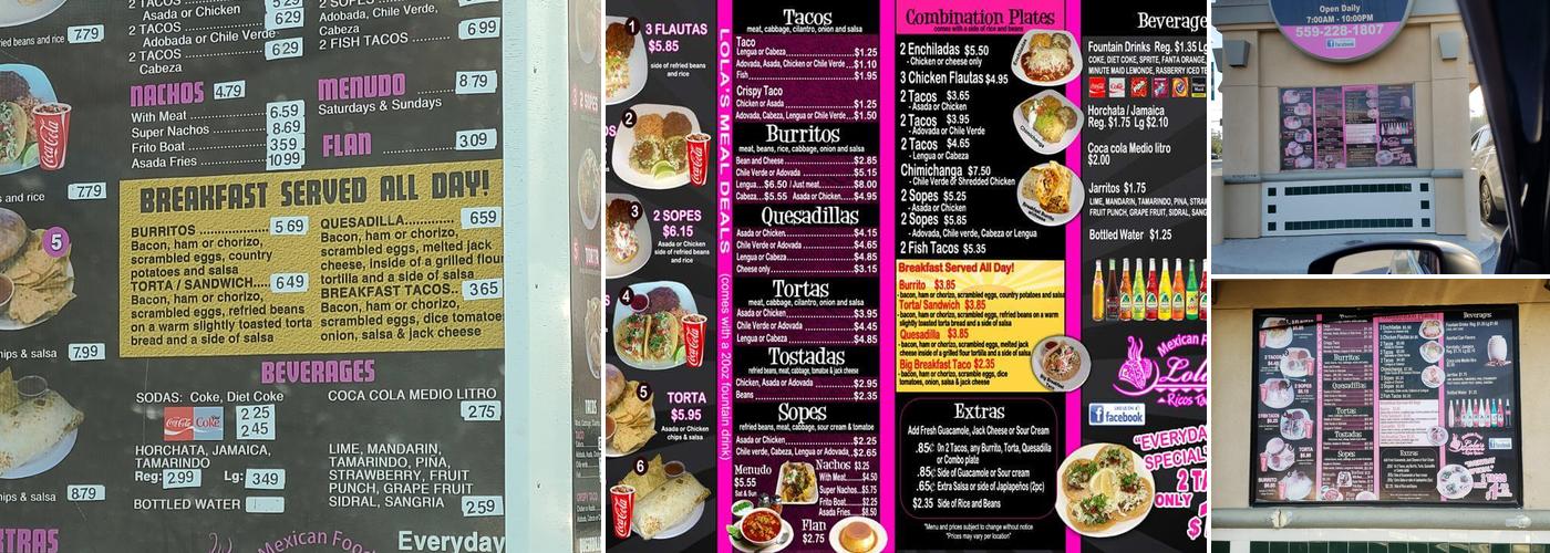 Lola's Ricos Tacos Menu