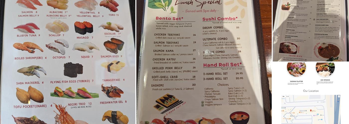 Kinoyume Sushi and Grill Menu