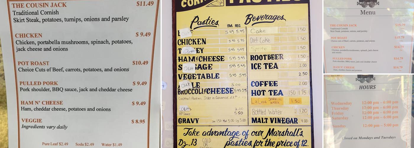 Grass Valley Pasty Co Menu