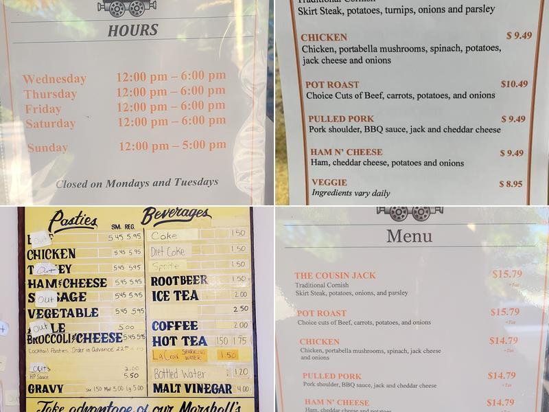 Grass Valley Pasty Co Menu