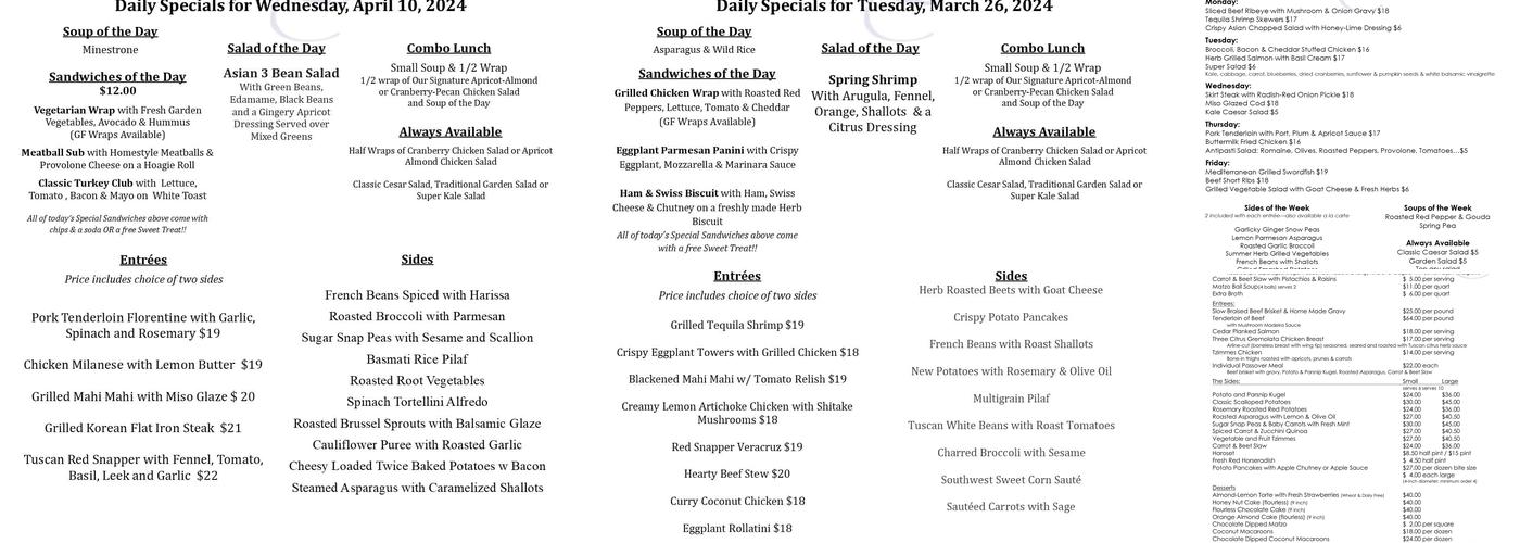 Executive Cuisine Menu