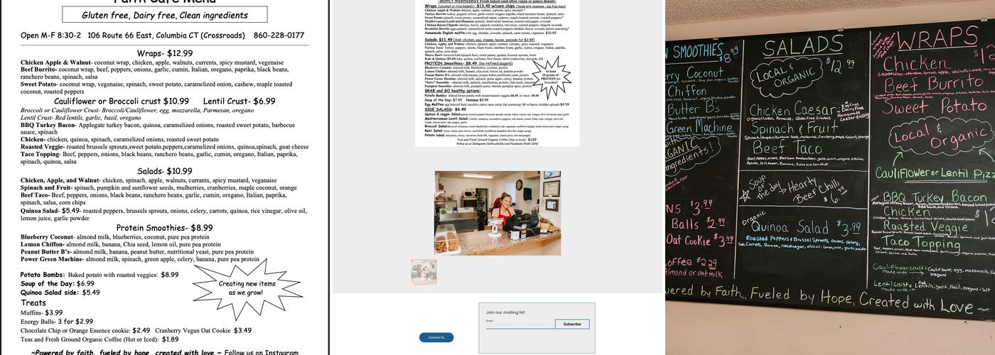 Faith Cafe Menu