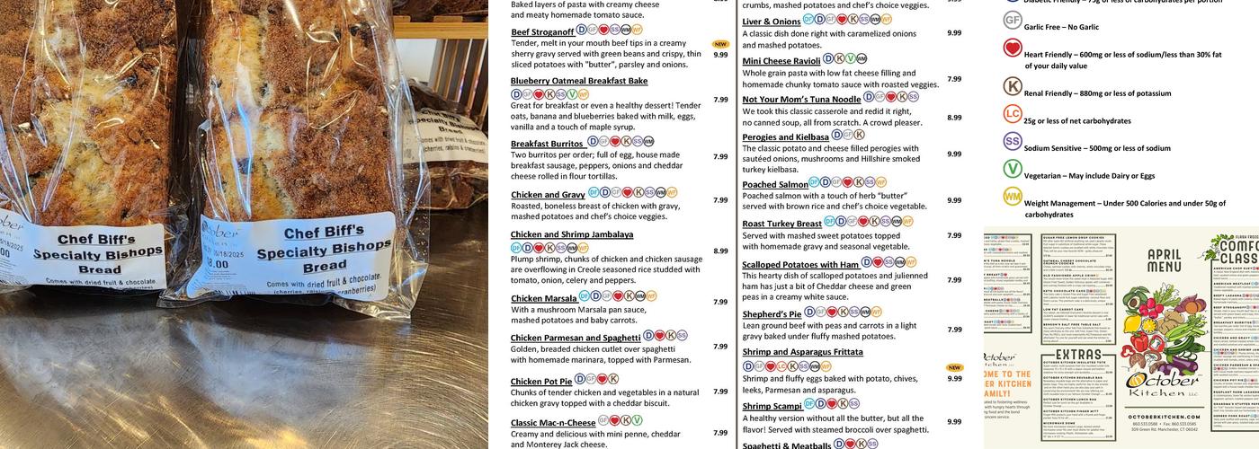 October Kitchen Menu