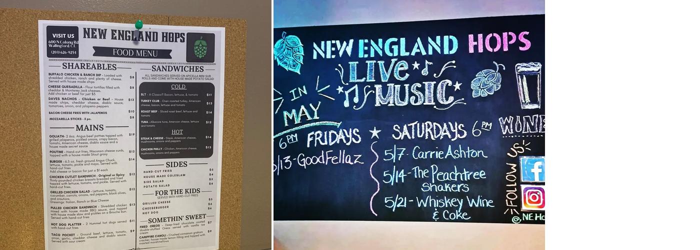 New England Hops Menu
