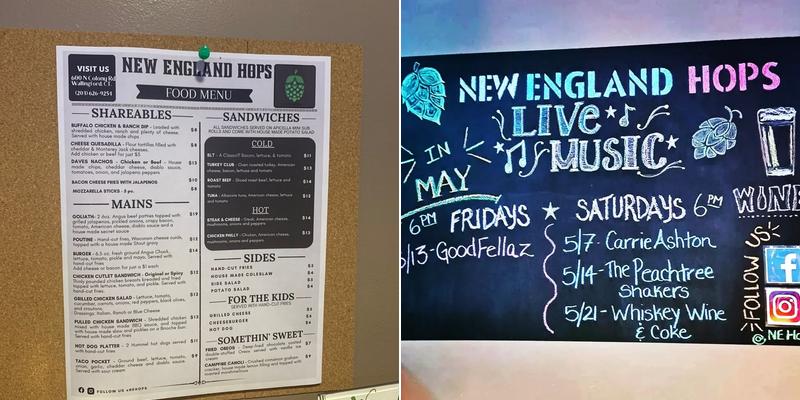 New England Hops Menu