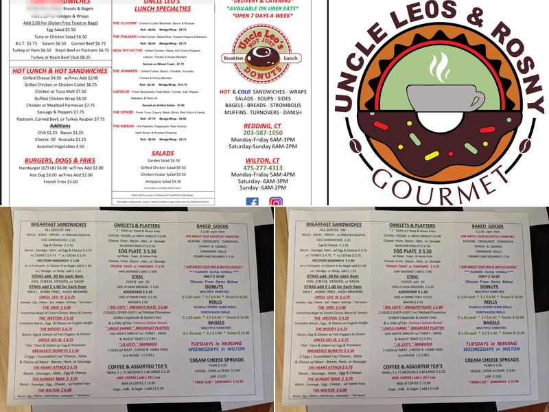 Uncle Leo's & Rosny Gourmet Menu
