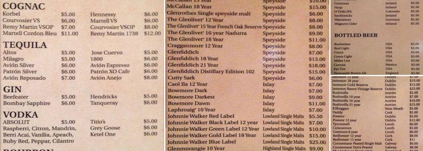 Nallen's Irish Pub Menu