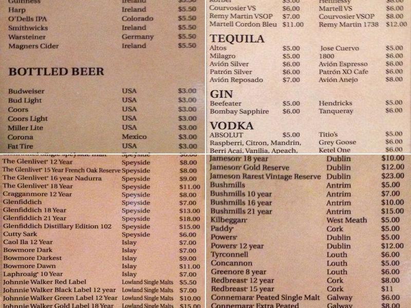 Nallen's Irish Pub Menu